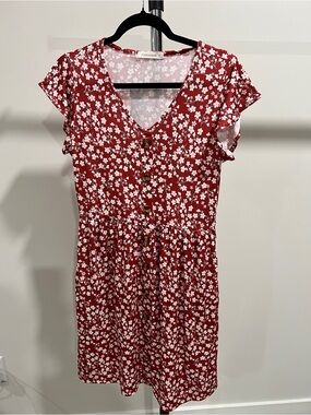Fantastical Red Floral Midi Dress